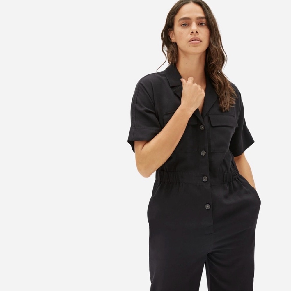 Everlane The Utility Drape Jumpsuit Sz 6 Black - Picture 2 of 5